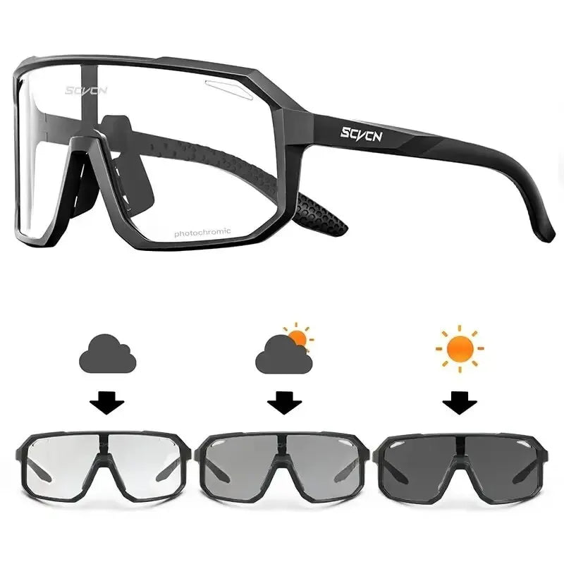 Scyn sunglasses with interchangeable lenses on a white background