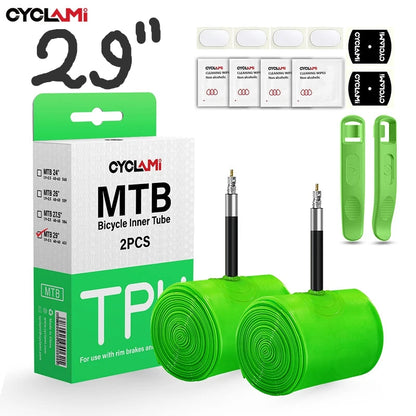 Bicycle inner tube: size 29", FV 45mm valve with a width of 1.9~2.5 inches + wheel repair kit