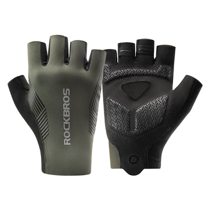 Pair of gloves with 'RockBros' branding on a white background