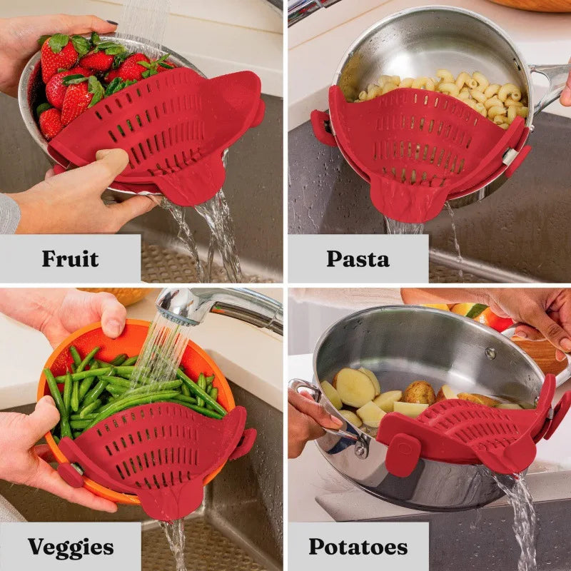 Silicone Strainer With Clips For Pots