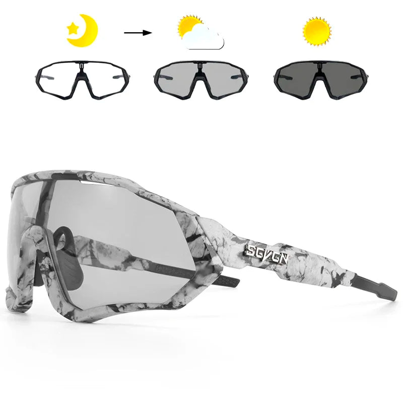Photochromic Cycling Sunglasses Outdoor Sports Running Drving Glasses Road MTB Bicycle Goggles  UV400 Safety Bike Eyewear