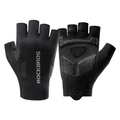 Black gloves with 'RockBros' branding on a white background