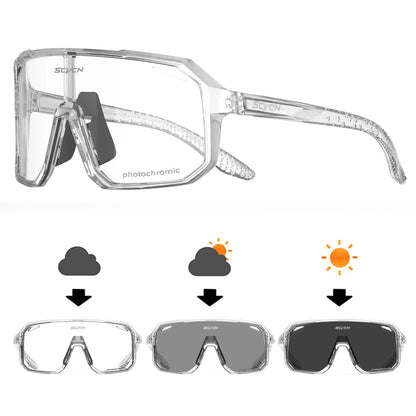 Sunglasses with photochromic lens options on a white background